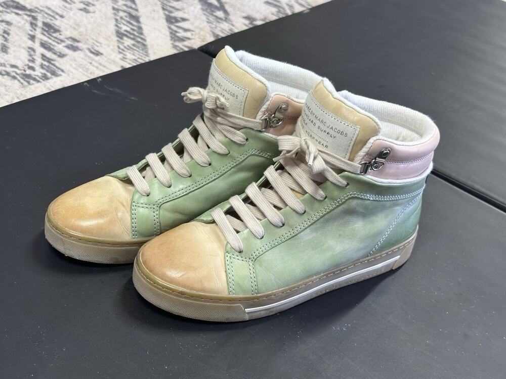 Marc by Marc Jacobs Mylo Green Pink Beige High Tops Women’s 8 US 38 EU Rare